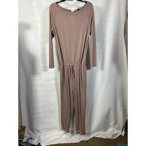 Unbranded Long Sleeve Drawstring Waist Jogger Jumpsuit Mauve Medium